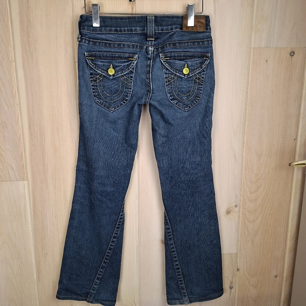 Vintage True Religion Women's Joey Twist Seam Flare Jeans Flap Pocket Sz 28 - Picture 4 of 14
